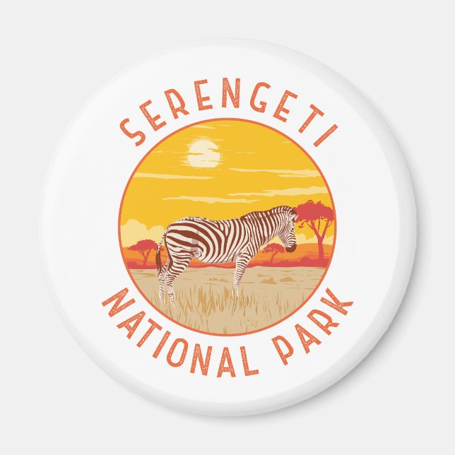 Serengeti National Park Zebra Travel Art Vintage Magnet (Front)