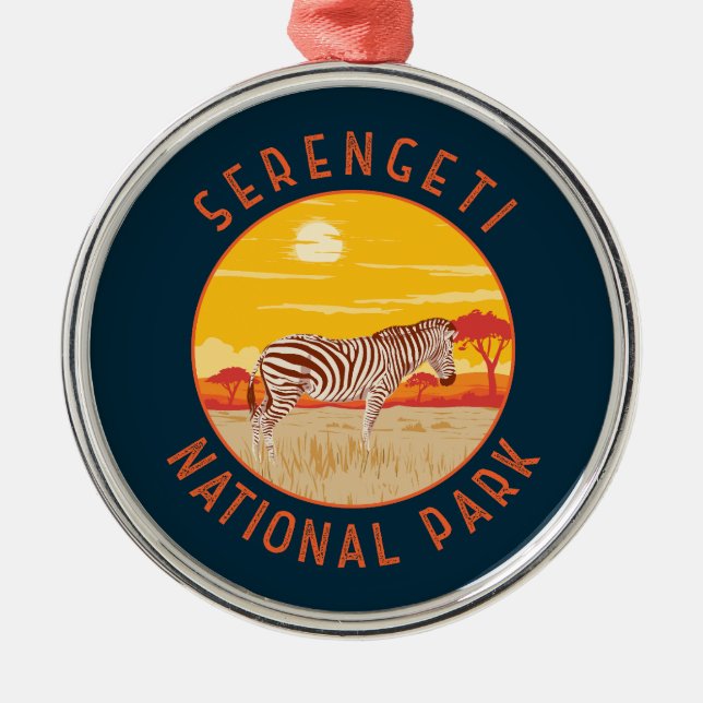 Serengeti National Park Zebra Travel Art Vintage Metal Tree Decoration (Front)