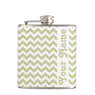 Serengeti Safari Chevron with customisable name Hip Flask