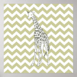 Serengeti Safari Chevron with Pop Art Giraffe Poster<br><div class="desc">Mod Chevron pattern in Emporio Moffa's Safari Moods color palette,  with pop art giraffe on one side.</div>