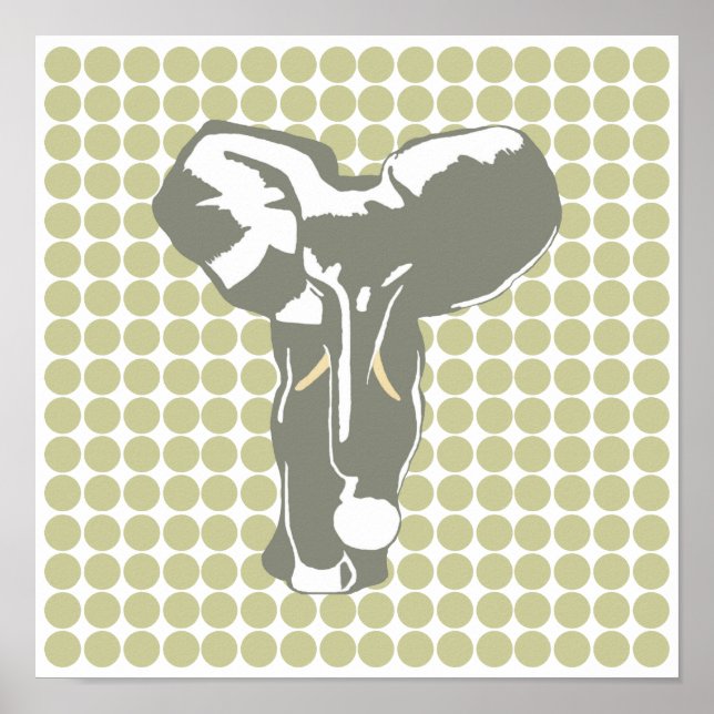 Serengeti Safari Dot with Pop Art Elephant Poster (Front)