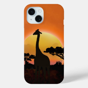 Serengeti Sunset Giraffe Safari Wildlife iPhone 15 Case