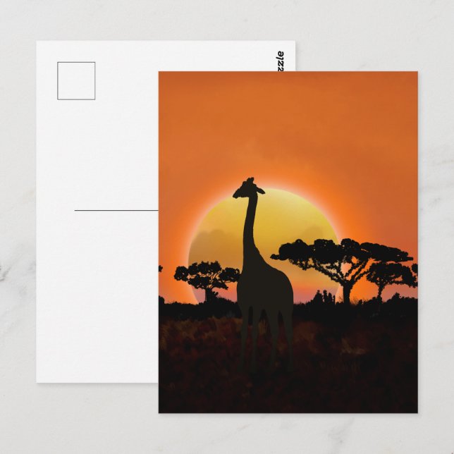 Serengeti Sunset Giraffe | Safari Wildlife Postcard (Front/Back)