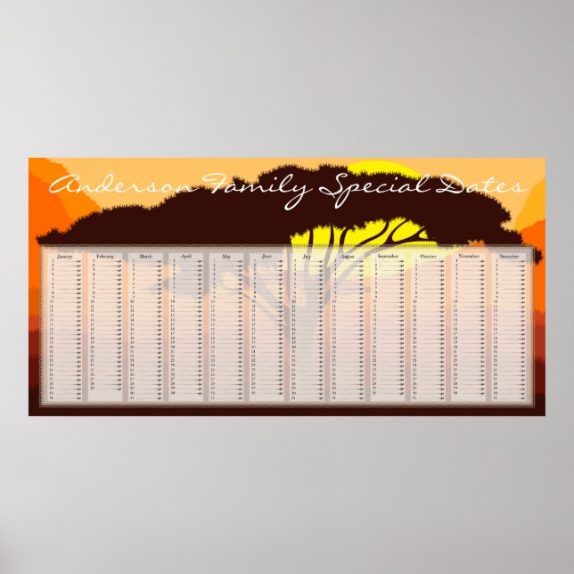 Serengeti Umbrella Dutch Birthday Calendar Poster (Front)