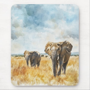 Serengetti Elephants Mouse Mat
