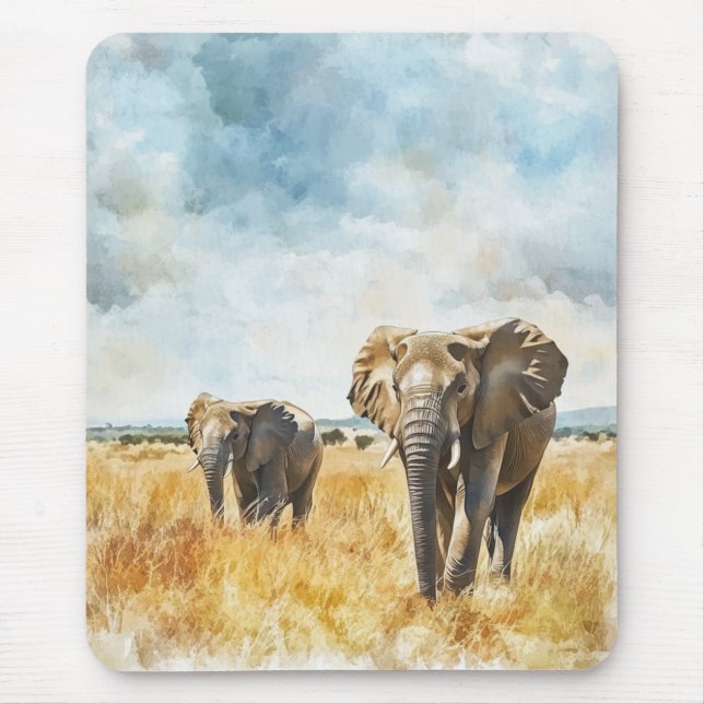 Serengetti Elephants Mouse Mat (Front)