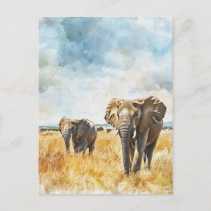 Serengetti Elephants Postcard