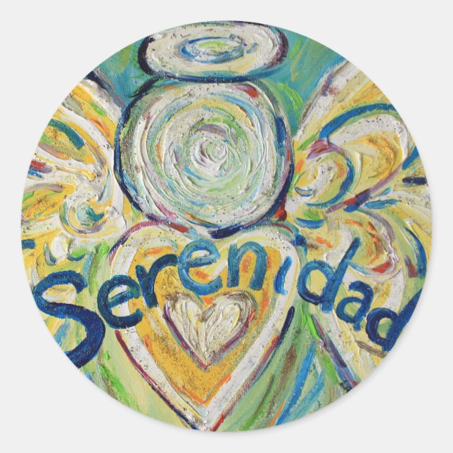Serenidad Angel Inspirational Word Custom Stickers (Front)