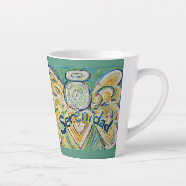 Serenidad Angel Word Art Custom Latte Mug Cup (Right)
