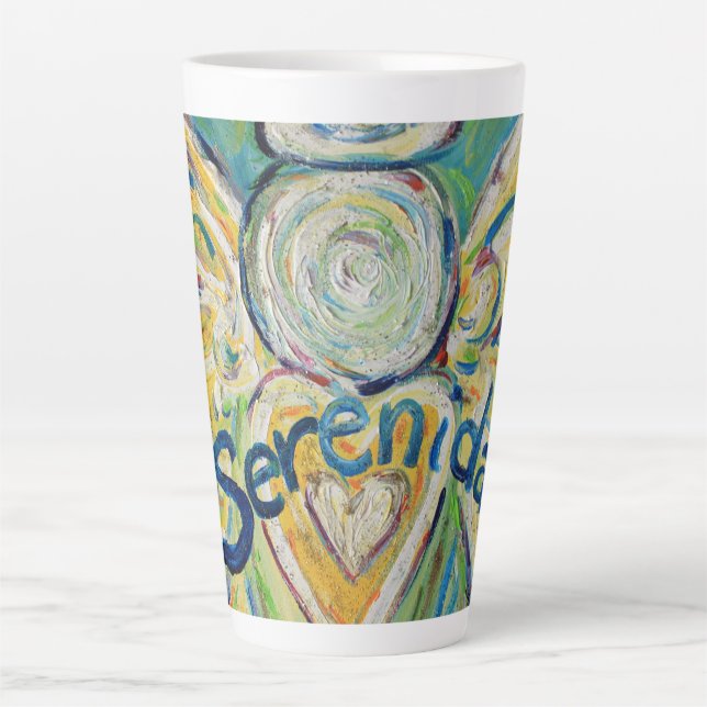 Serenidad Angel Word Art Custom Latte Mug Cup (Front)