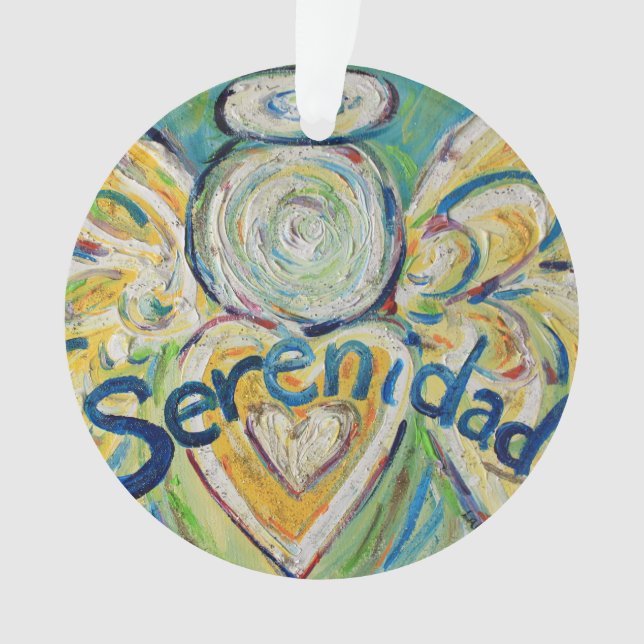 Serenidad Angel Word Art Gift Holiday Ornament (Front)