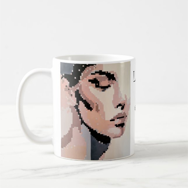 Sérénité Portrait Moderne Neutre Pixel Art Coffee Mug (Left)