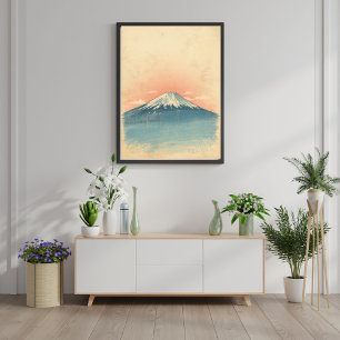 Serenity Above Clouds – Vintage Mount Fuji Travel  Poster