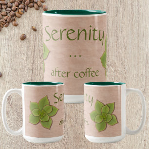 Serenity After Coffee Echeveria Succulent Two-Tone Coffee Mug