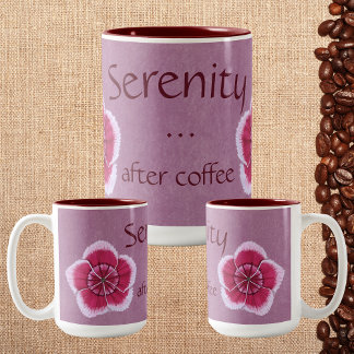 Serenity After Coffee Pink Dianthus Two-Tone Coffee Mug