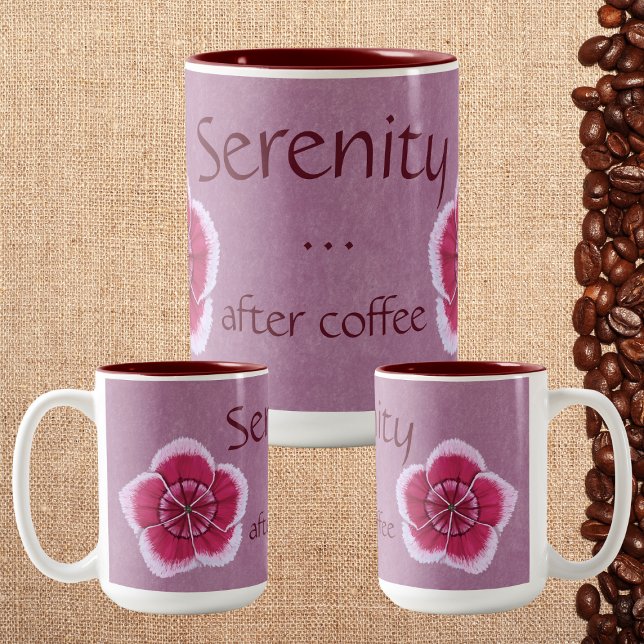 Serenity After Coffee Pink Dianthus Two-Tone Coffee Mug (Creator Uploaded)