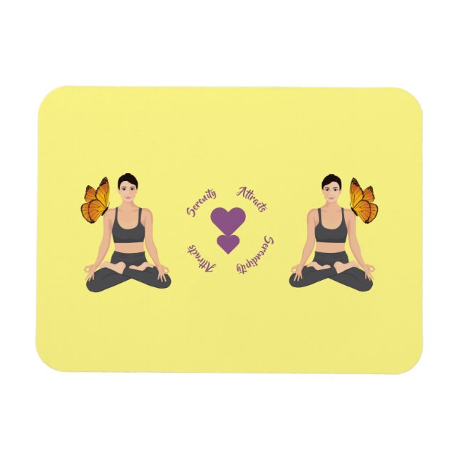 Serenity Attracts Serendipity Yoga Butterfly Love Magnet (Horizontal)