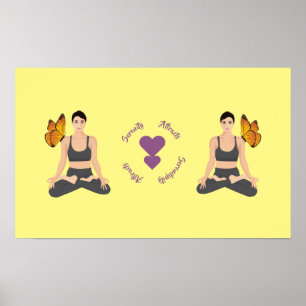 Serenity Attracts Serendipity Yoga Butterfly Love Poster