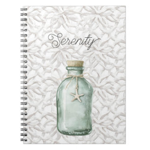 Serenity Beach White Coral Starfish Bottle Notebook
