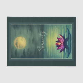 Serenity - Beautiful Lotus Flower and a Full Moon Tissue Paper