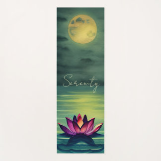 Serenity - Beautiful Lotus Flower and a Full Moon Yoga Mat