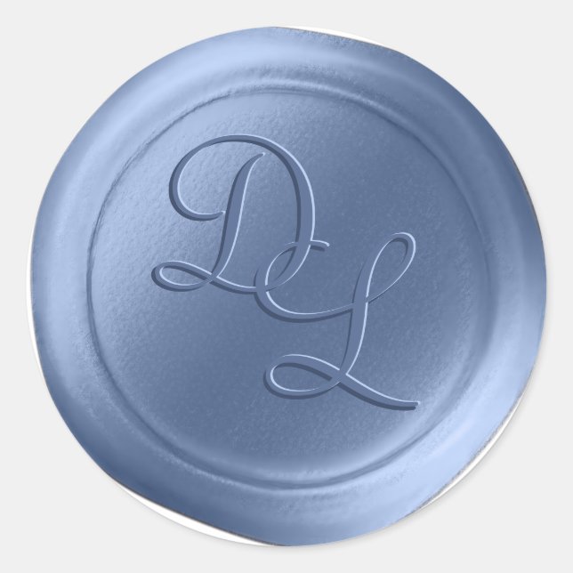 Serenity Blue 2 Letter Monogram Wax Seal Stickers (Front)