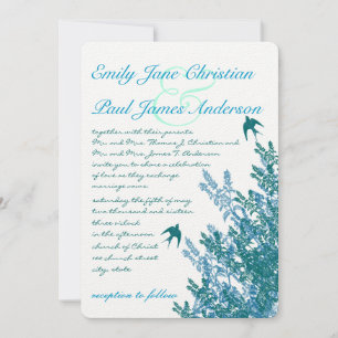Serenity Blue and Aqua Floral Wedding Invites