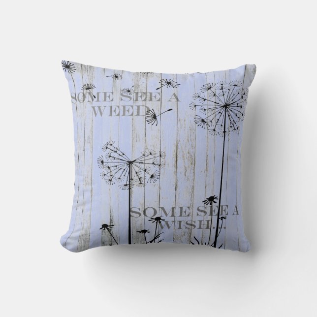 Serenity Blue dandelion Throw pillow Cushion (Front)