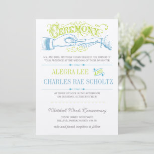 Serenity Blue Modern Vintage Typography Invite
