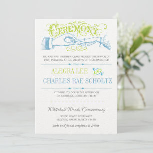 Serenity Blue Modern Vintage Typography Invite