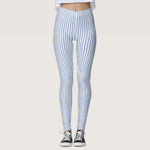 Serenity Blue Stripe Pattern Leggings
