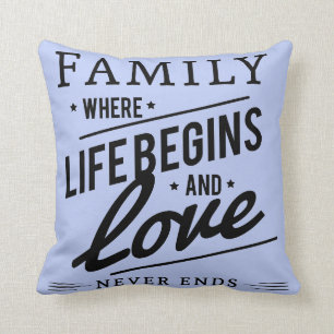 Serenity Blue  Throw pillow Family love