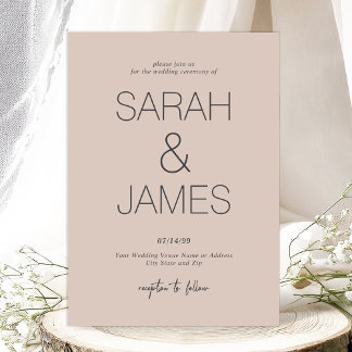Serenity | Blush Pink Simple Typography Wedding Invitation