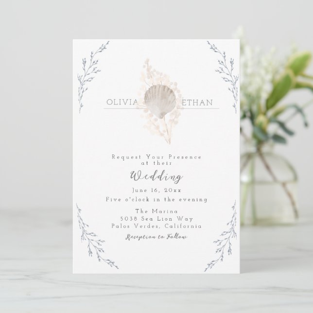 Serenity by the Sea Wedding Invitation (Standing Front)