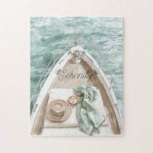 Serenity Calm Ocean Boat Jigsaw Puzzle