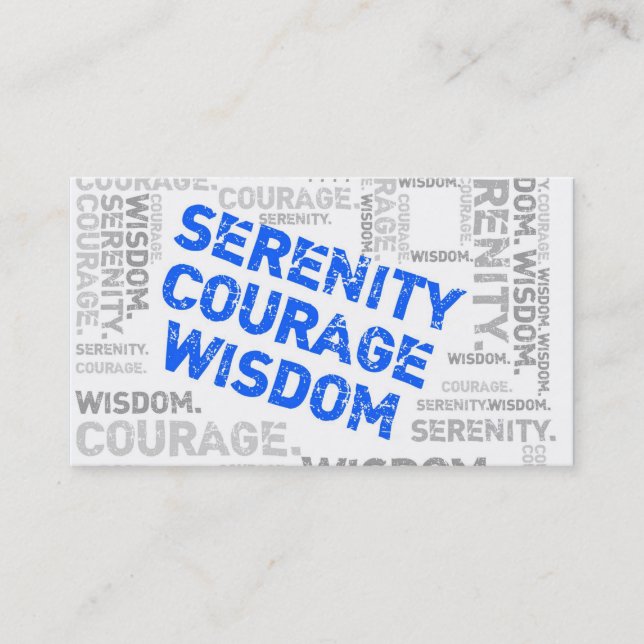 Serenity Courage Wisdom Word Collage Business Card (Front)