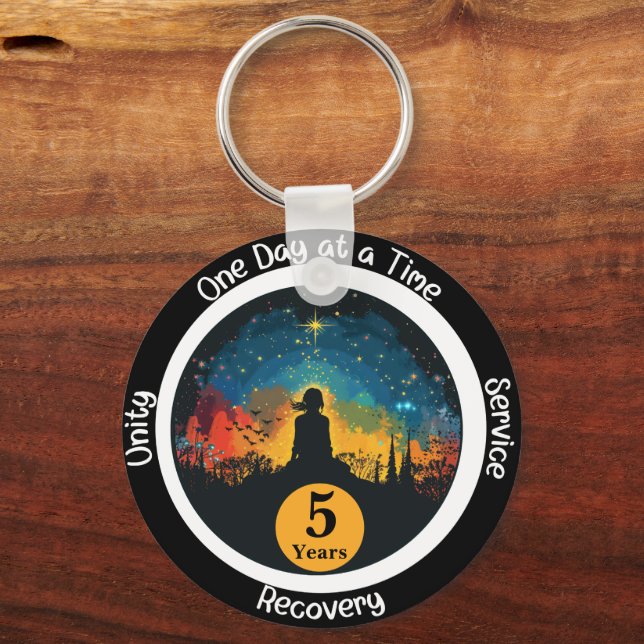 Serenity Customised Sobriety Milestone Gift Key Ring (Front)