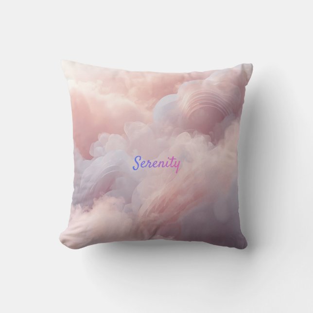 Serenity Dreamy Cloud Aesthetic Throw Pillow (Front)