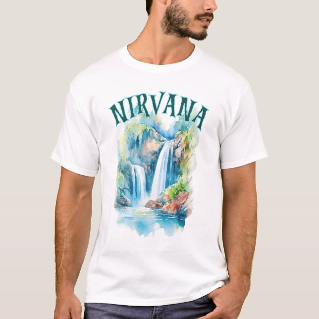 Serenity Falls: Finding Nirvana in Nature's Embrac T-Shirt (Front)