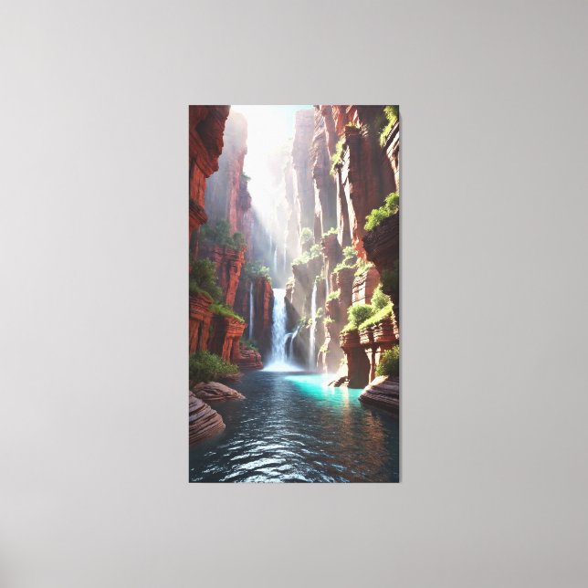 Serenity Falls : Majestic Canyon Escape Canvas Print (Front)
