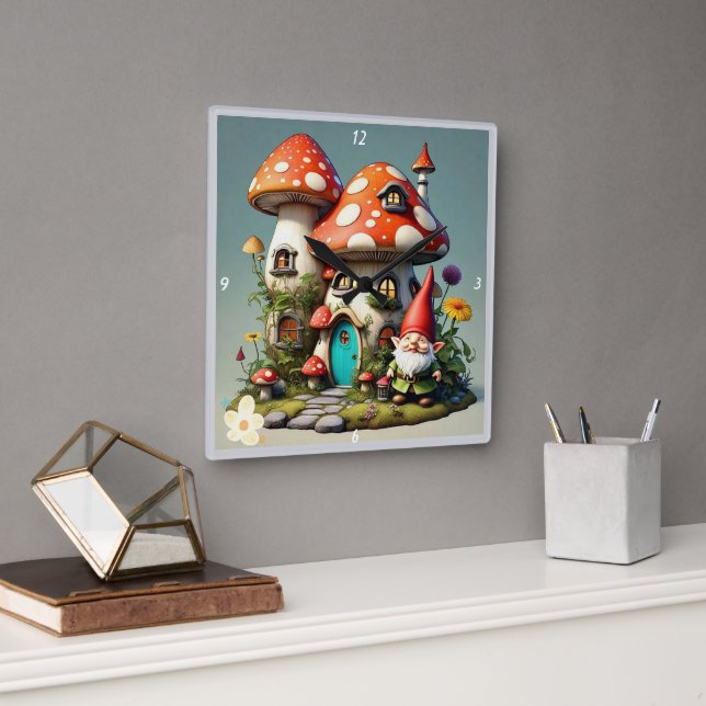 "Serenity Garden Haven" Square Wall Clock (Office)