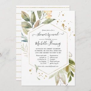 Serenity Greenery Geometric Baby Shower by Mail Invitation