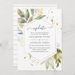 Serenity Greenery Geometric Wedding Update Invitation