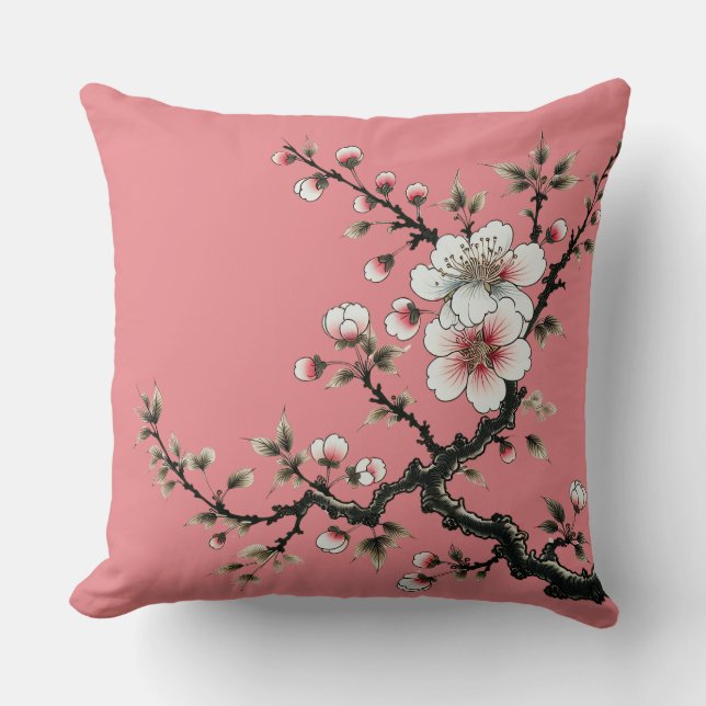 Serenity in Bloom Cherry Blossom Branch (pink) Cushion (Front)