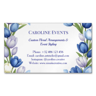 Serenity in Bloom Pastel Tulip Floral Home Decor Magnetic Business Card