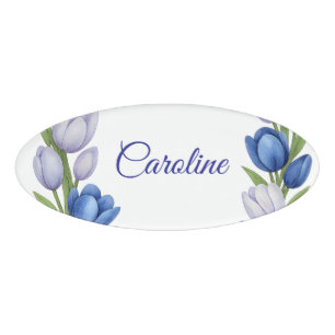 Serenity in Bloom Pastel Tulip Floral Home Decor Name Tag