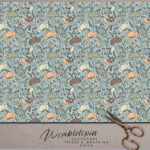 Serenity in Bloom Teal Wildflower Decoupage Tissue Paper