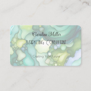 Serenity in Green Abstract Flowing Forms Business Card