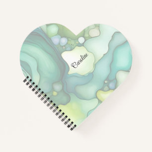 Serenity in Green Abstract Flowing Forms Notebook