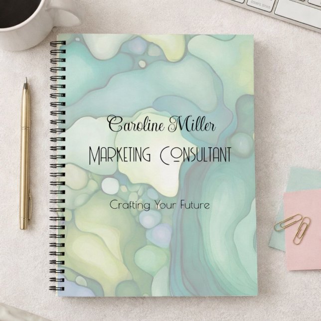 Serenity in Green Abstract Flowing Forms Notebook (Creator Uploaded)